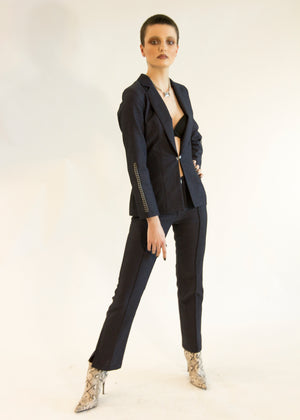 Fitted Blazer with sheer organza cut-outs